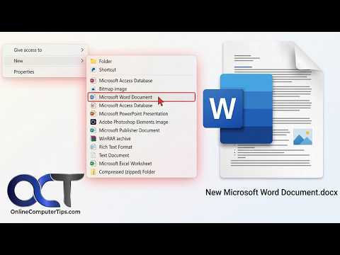 How to Restore the Right Click New Word Document Menu Item