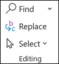 Word Find and Replace options