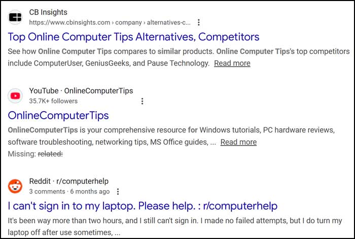Google Related Sites search
