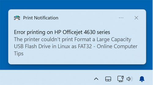 Windows printer notification 