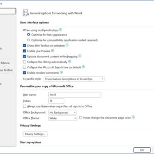 Microsoft Word Options