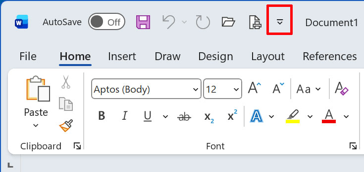 Quick Access Toolbar in Office