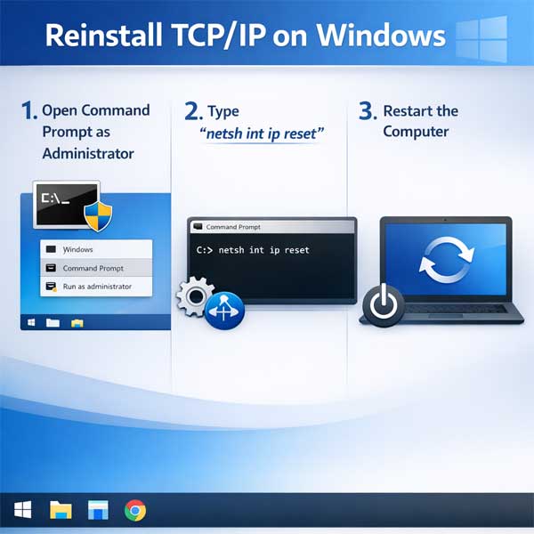 Reinstall TCP/IP on Windows