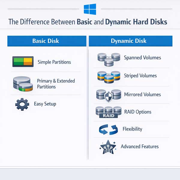 The Difference Between Basic and Dynamic Hard Disks