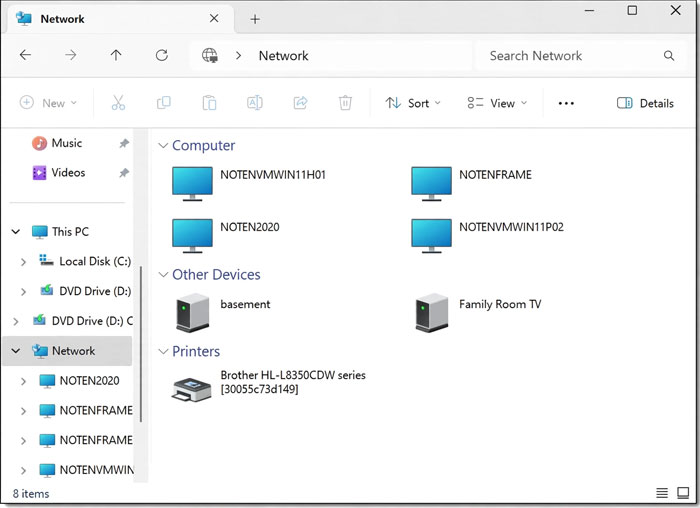 File Explorer Networked computers