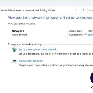 Network and sharing center in Control Panel
