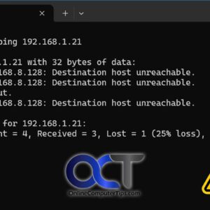 Error messages when trying to ping another computer