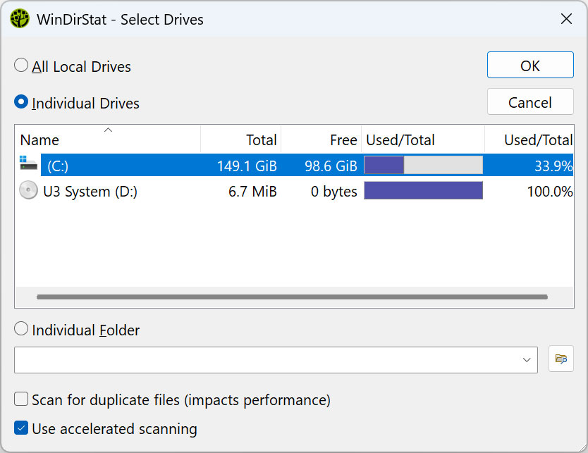 WinDirStat choose drive