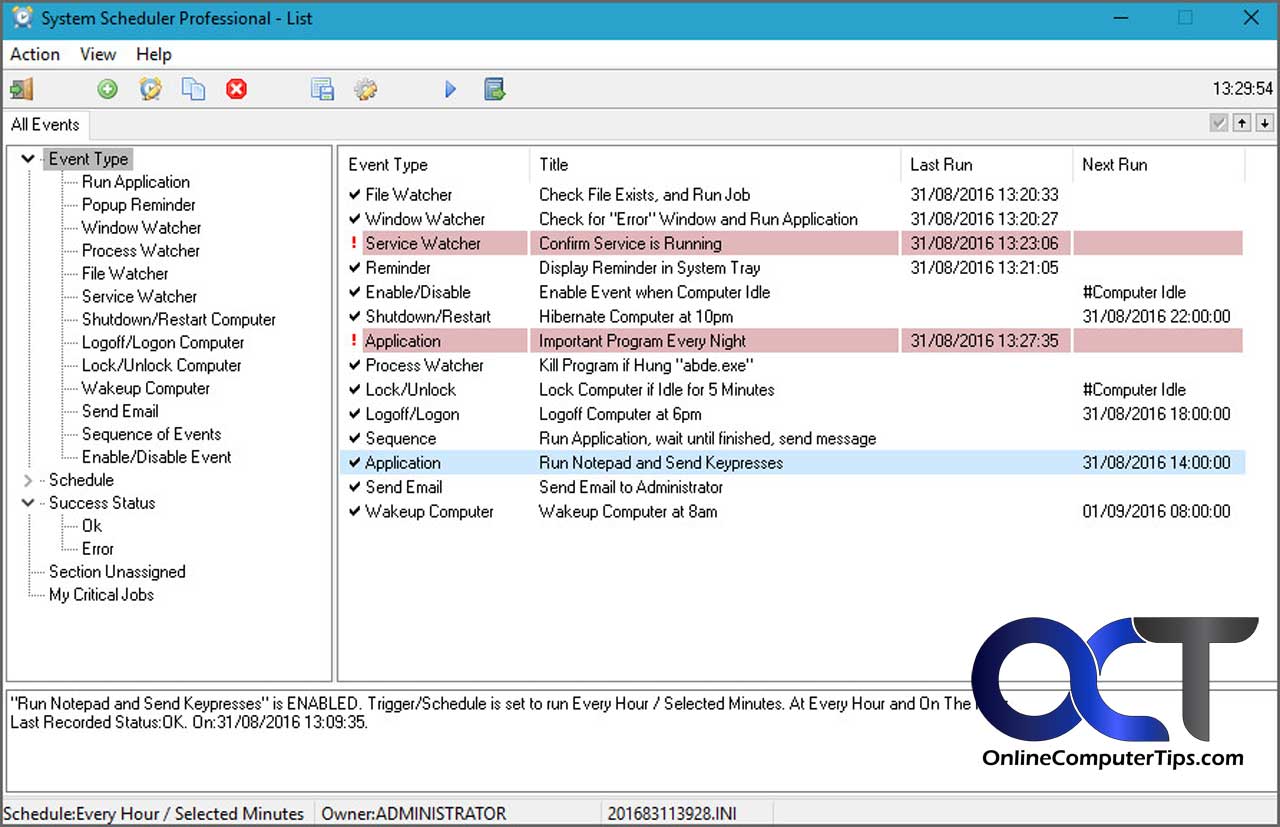 System Scheduler for Windows - Online Computer Tips