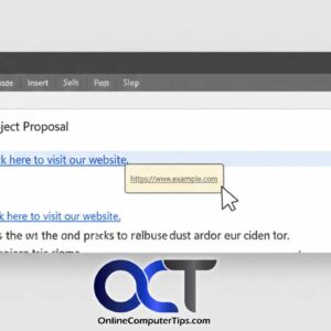 Word document with hover over link