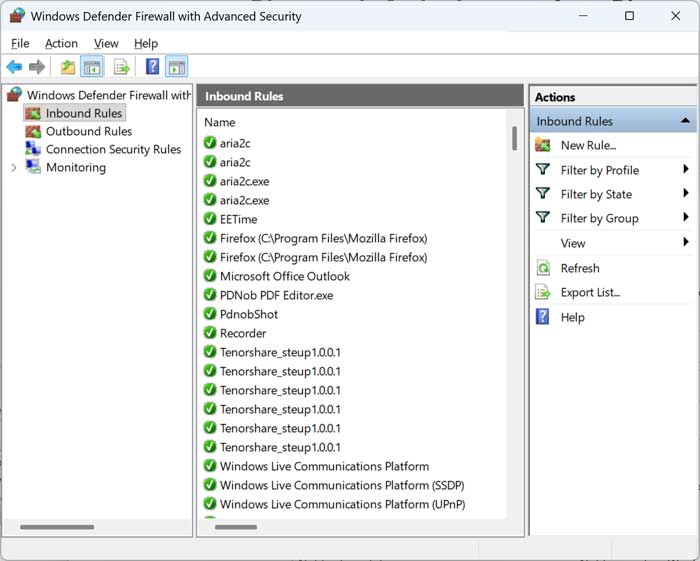 Windows Firewall administrative tool