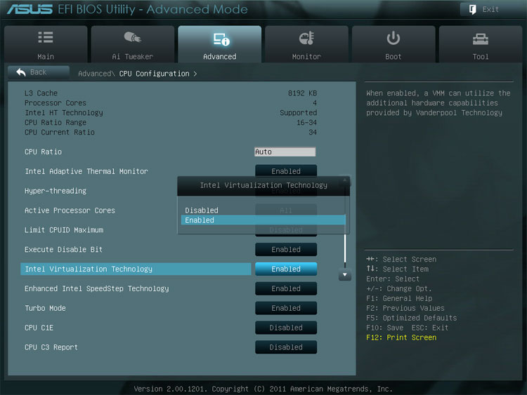 Intel Virtualization Technology UEFI