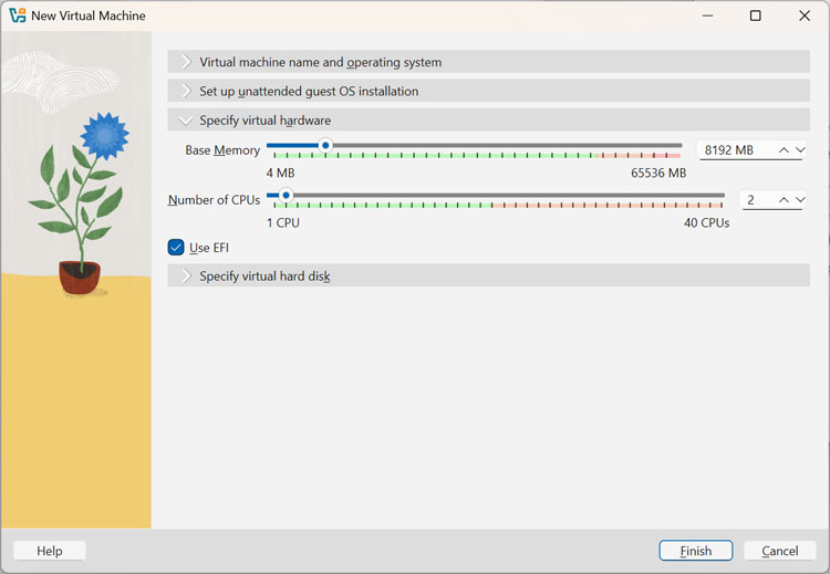 VirtualBox configure VM hardware