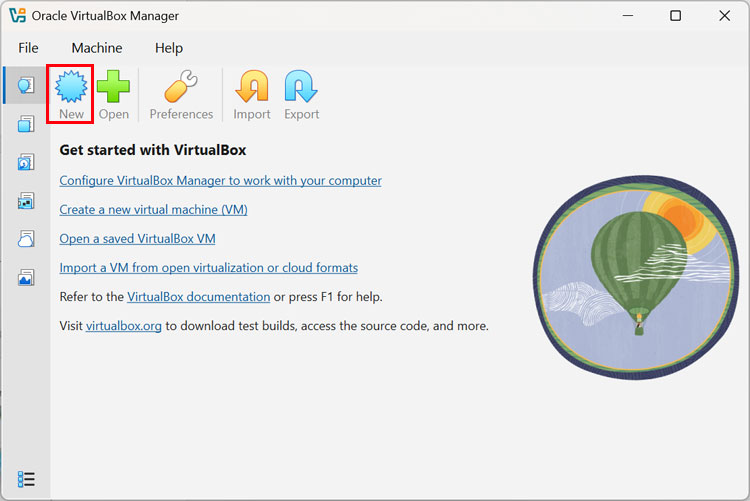 VirtualBox Manager