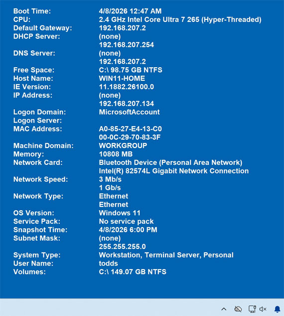 BG Info SysInternals app