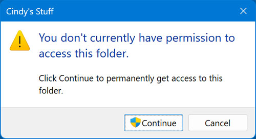 No permission popup message