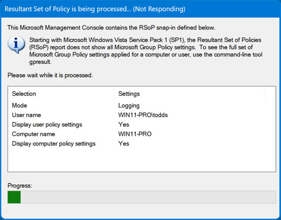 Running Resultant Set of Policies