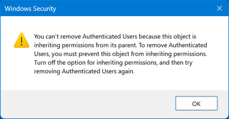 Authenticated user error