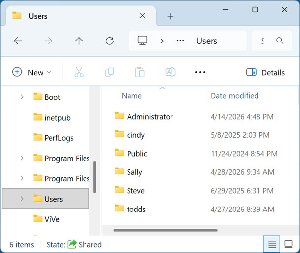Windows User Folder File Explorer