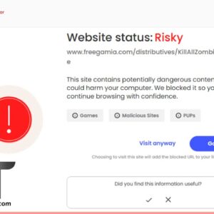 McAfee Web Advisor results
