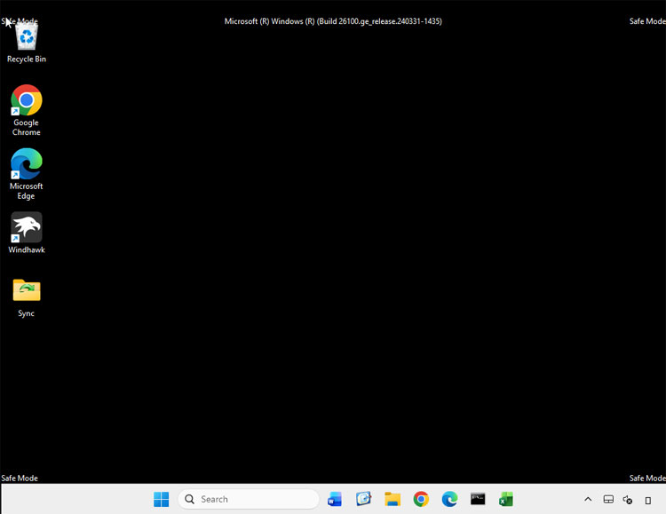 Safe Mode black desktop