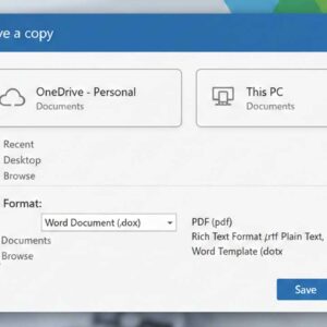 Microsoft Word save as options