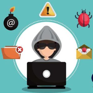 Computer hacker sitting at a computer