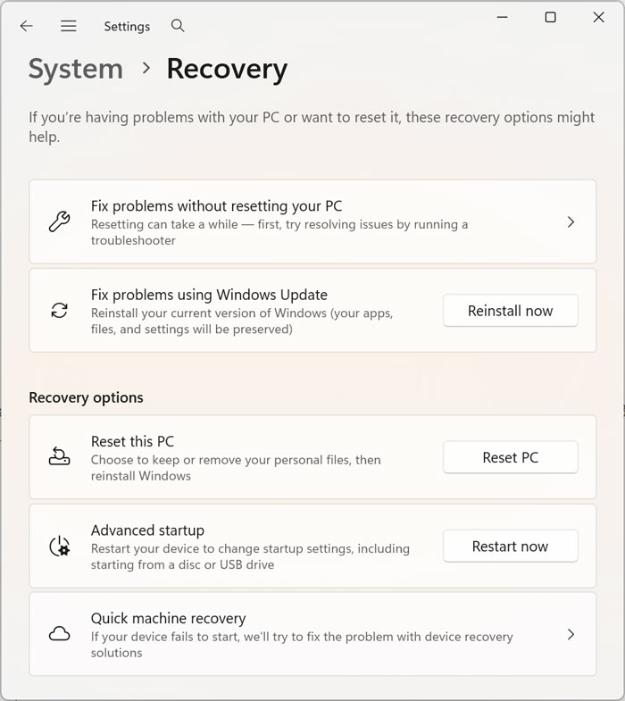 Windows 11 recovery