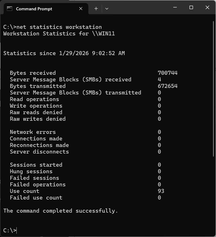 net statistics workstation