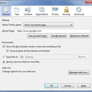 Configuring Mozilla FireFox Options
