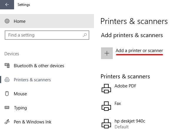 Windows 10 printers and scanners