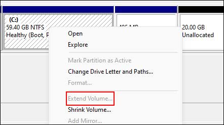 Windows Disk Management Extend Volume
