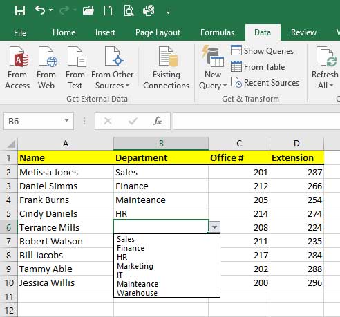 Create a Microsoft Excel Drop Down List - Online Computer Tips