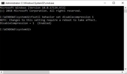 disable file compression windows 10