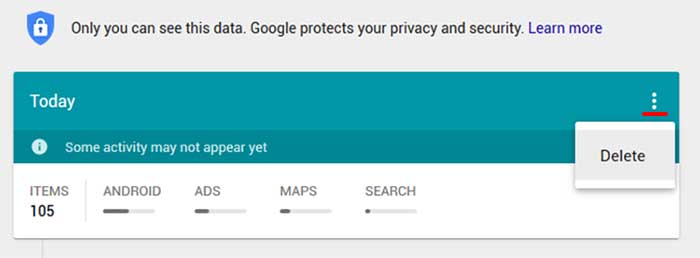 Google activity controls