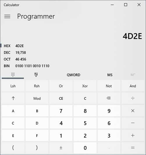 Windows Programmer Calculator