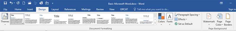 Microsoft Word Design Tab