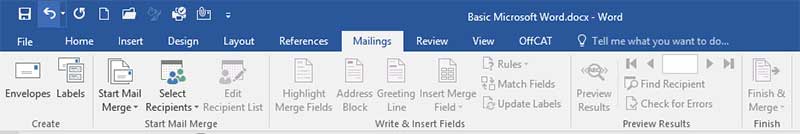 Microsoft Word Mailings Tab