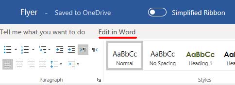Office Online Edit in Word