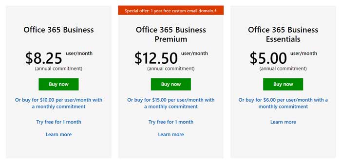 Office 365 Pricing