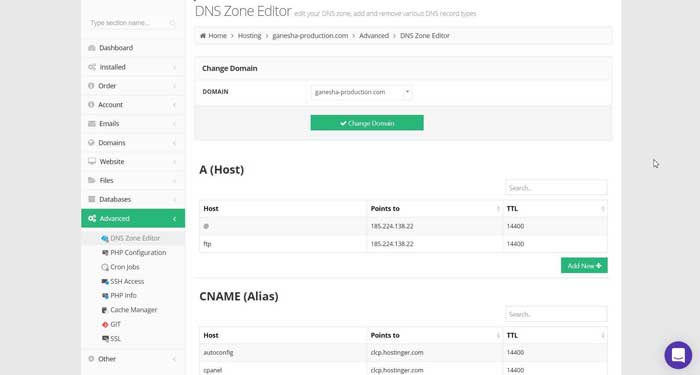DNS zone editor
