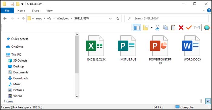 Windows SHELLNEW folder