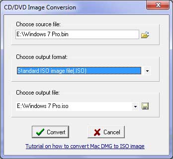 Bin to ISO conversion