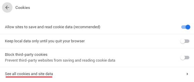 Google Chrome Cookies Settings
