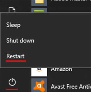 Windows 10 Restart Button