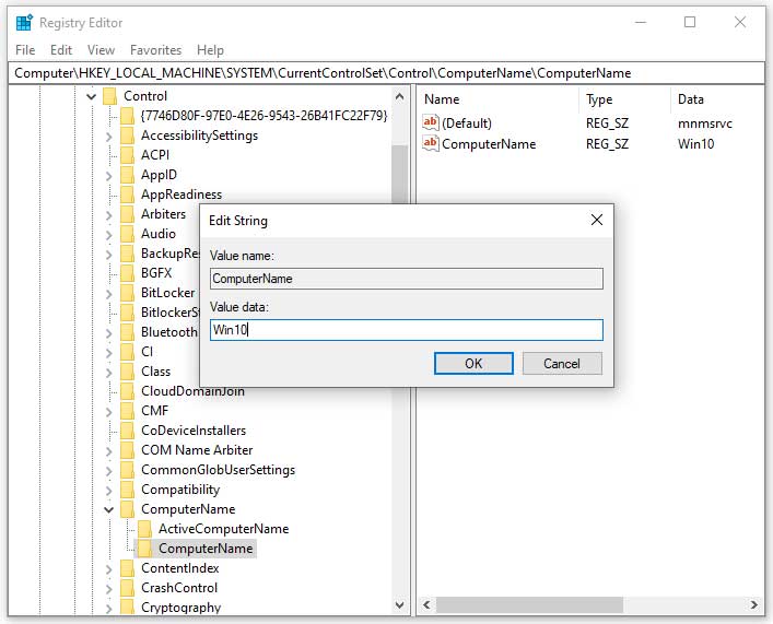 Windows registry editor