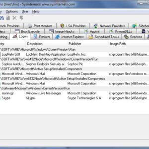 Sysinternals Autoruns Startup Information Utility