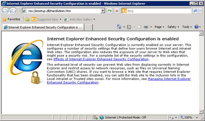 Internet Explorer Enhanced Security Configuration 