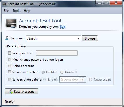 Active Directory Account Reset Tool