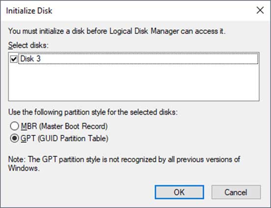 Initialize disk